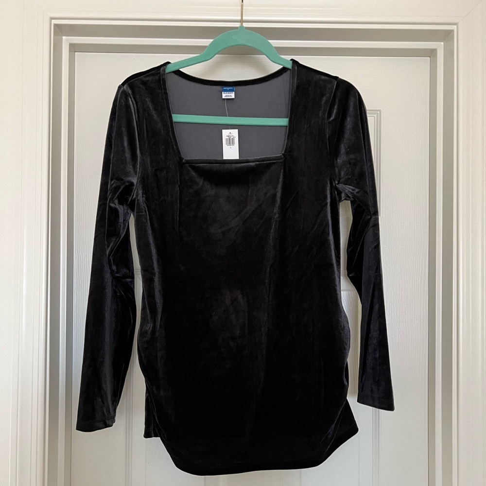 Old Navy Velour Maternity Square Neck Long Sleeve